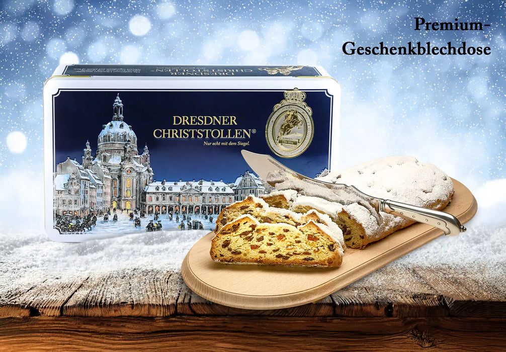 Original Dresdner Christstollen 1000g® in der edlen Geschenk-Blechdose